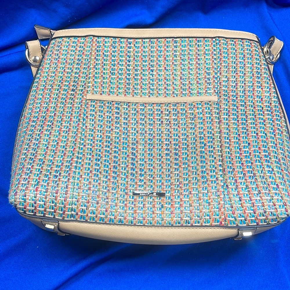 Simply Noelle large shoulder multicolor handbag with webbing detail